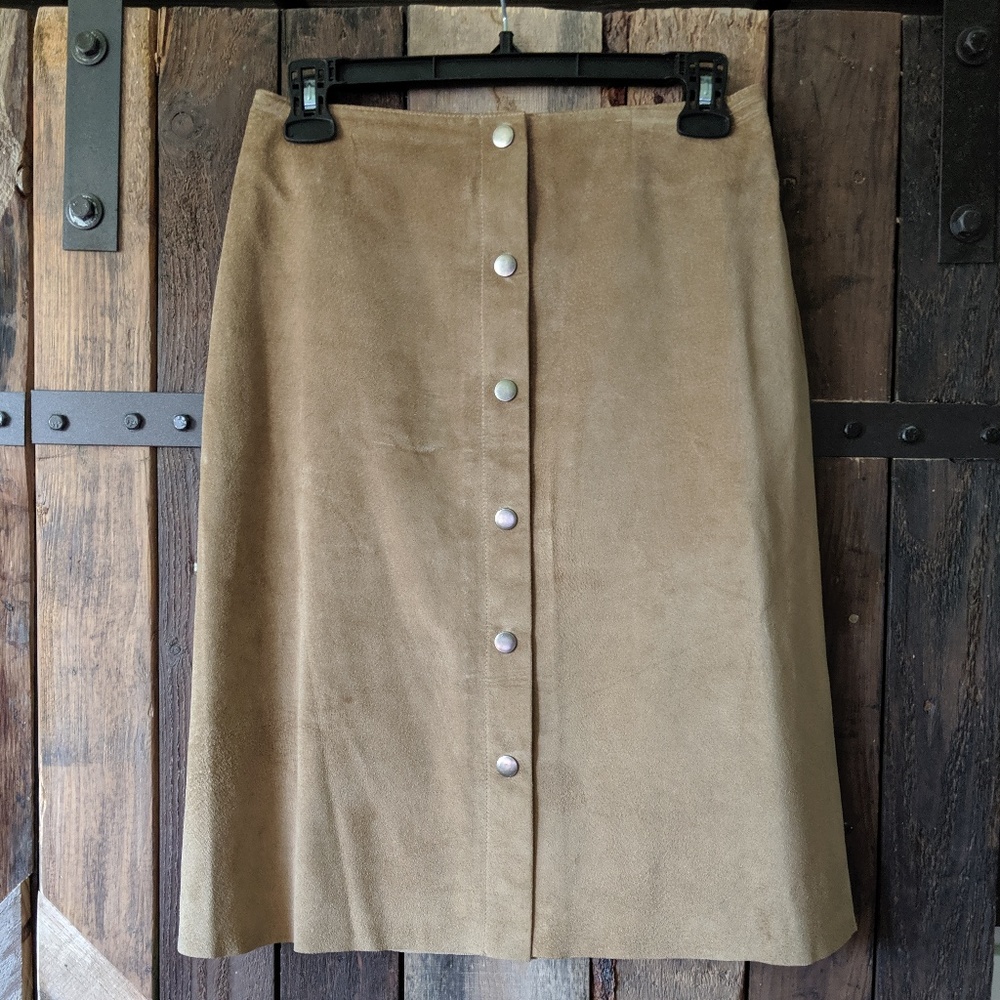 Moda International Suede Skirt - Tan/ Camel, Size
